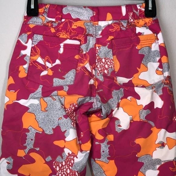 Roxy Girls Abstract Barbie Pink Camo Floral Combo Printed Snow Pants size M (10) - Picture 6 of 14